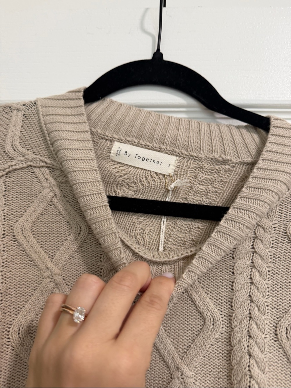 By Together Cable-Knit Pullover Sweater in Taupe - Picture 6 of 6